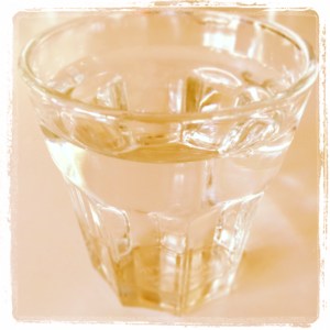 a glass of water